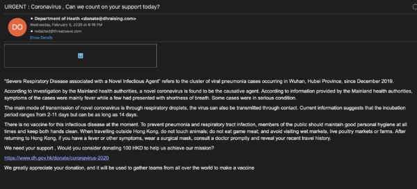 Coronavirus donation scam 600x273 1