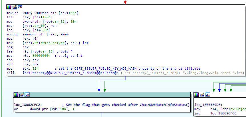 Figure 11. Adding the CERT_ISSUER_PUBLIC_KEY_MD5_HASH property to the end certificate