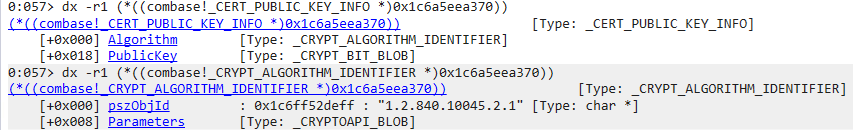  Figure 7. End certificate public key showing the algorithm identifier OID