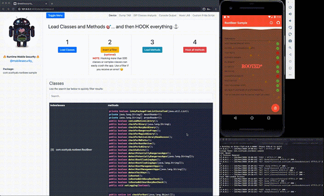 RMS Runtime Mobile Security 4 DEMO 3 Console Output