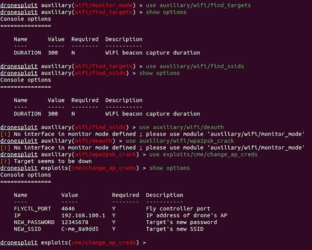 DroneSploit - Drone Pentesting Framework Console 2 dronesploit 9