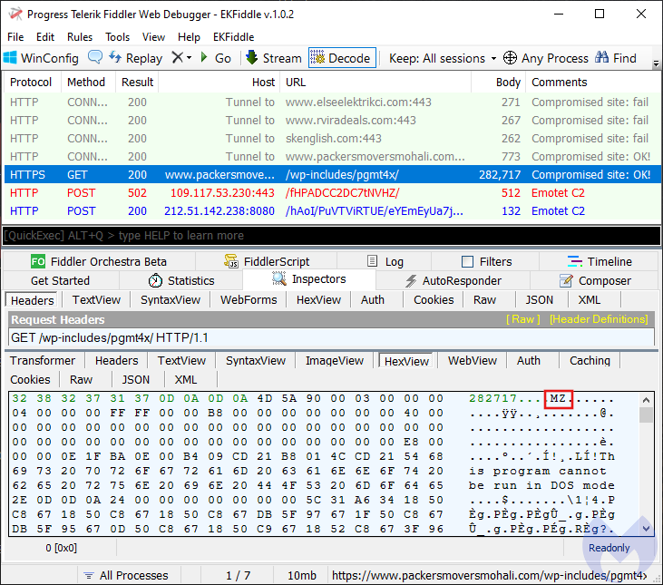 Emotet malware executing payload