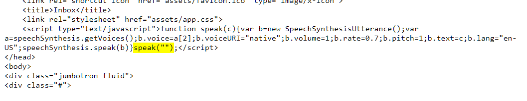 Water Nue Phishing Campaign Targets C-Suite’s Office 365 Accounts 8 Figure 7. The landing page index.html has a dummy speech function