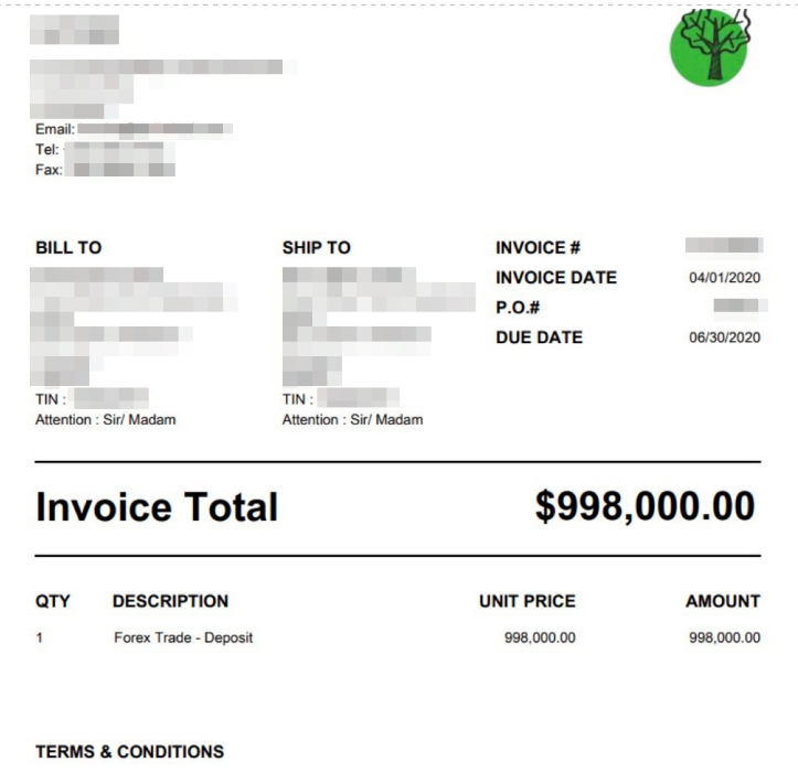 Figure 11. A sample fake PDF invoice in a BEC email