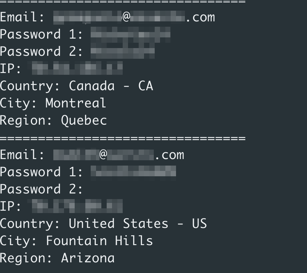 Water Nue Phishing Campaign Targets C-Suite’s Office 365 Accounts 3 Figure 2. Sample of recorded credentials