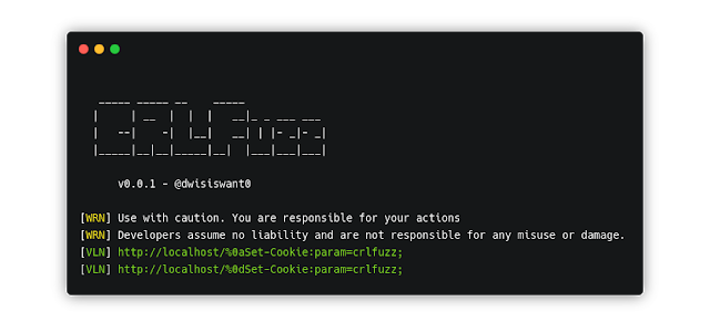 CRLFuzz - A Fast Tool To Scan CRLF Vulnerability Written In Go 1 crlfuzz 6