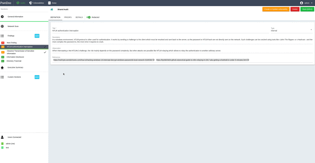 Pwndoc - Pentest Report Generator 4 3 create and update finding