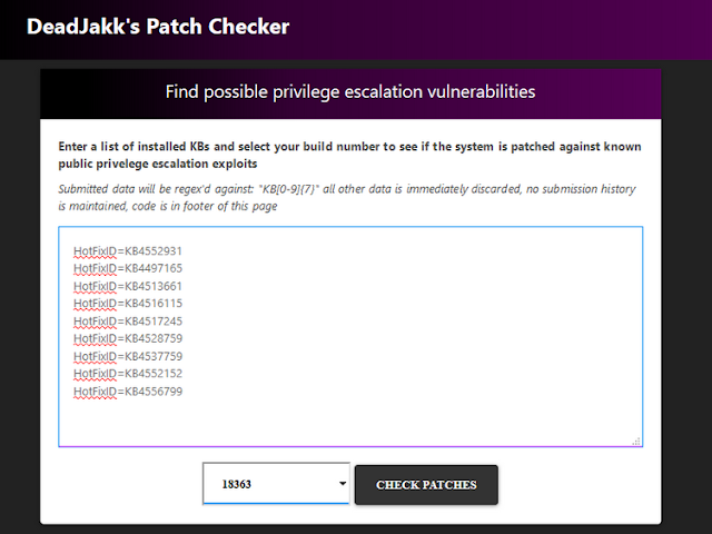 PatchChecker - Web-based Check For Windows Privesc Vulnerabilities 3 patch