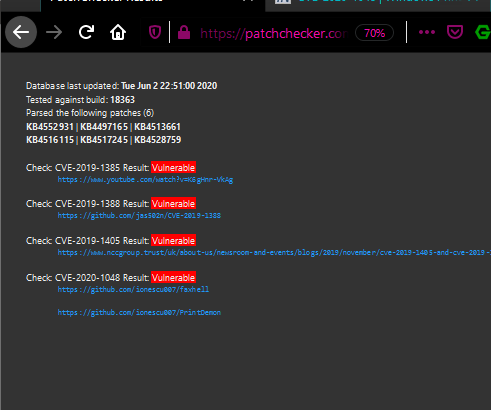 PatchChecker - Web-based Check For Windows Privesc Vulnerabilities 5 patch