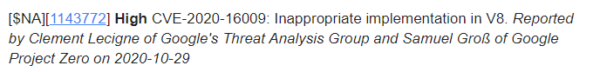 Chrome changelog for cve-2020-16009