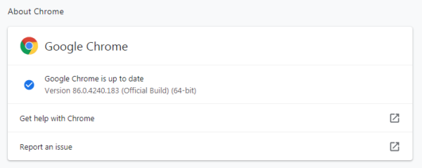 Chrome is up to date