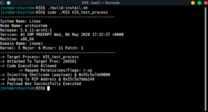 K55 - Linux X86_64 Process Injection Utility | Manipulate Processes With Customized Payloads 21 K55_1_injector_proof