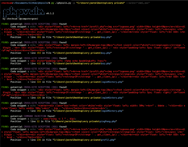 Phpvuln - Audit Tool To Find Common Vulnerabilities In PHP Source Code 1 phpvuln 3 screenshot1