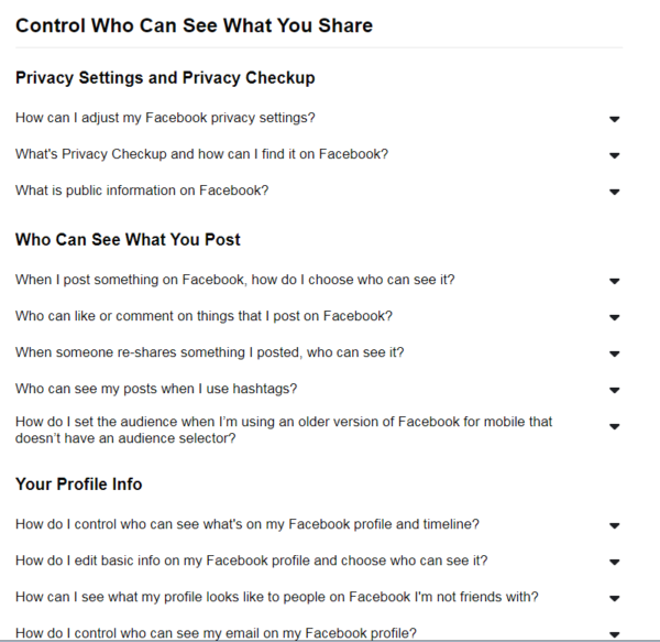 Facebook privacy settings