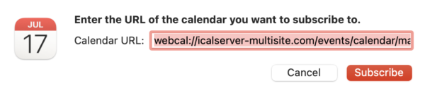 macOS alert asking the user to consent to subscribe to a calendar