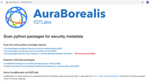 AuraBorealisApp - Do You Know What's In Your Python Packages? A Tool For Visualizing Python Package Registry Security Audit Data 21 AuraBorealisApp_1_auraborealis_homepage_ui-755385