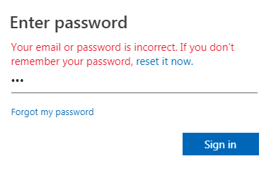 incorrect password