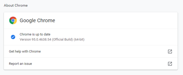 Chrome version 95.0.0.4638.54