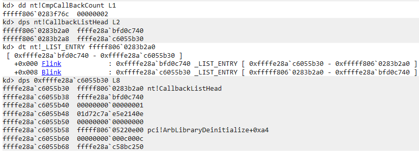 GhostEmperor: From ProxyLogon to kernel mode 14 Listing of Cm* callbacks and shellcode found within a seemingly benign code invoked from the pci.sys driver
