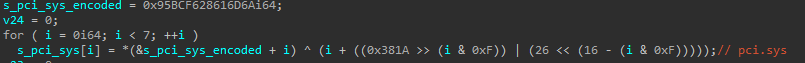 GhostEmperor: From ProxyLogon to kernel mode 16 String decoding logic used to obtain clear-text strings from hardcoded blobs through a set of arithmetic and logic operations