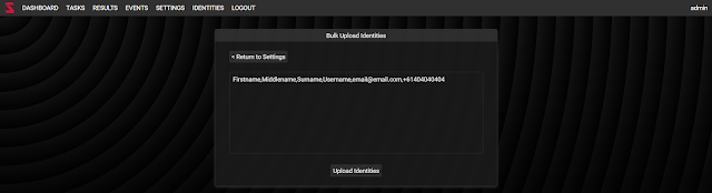 Scrummage - The Ultimate OSINT And Threat Hunting Framework 11 Scrummage 12 Identities Upload