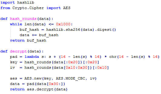 Python script with modules decryption routine