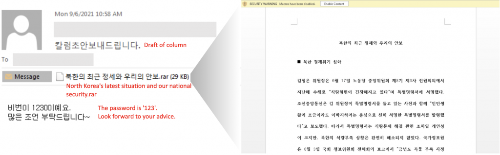 Spear-phishing email and decoy