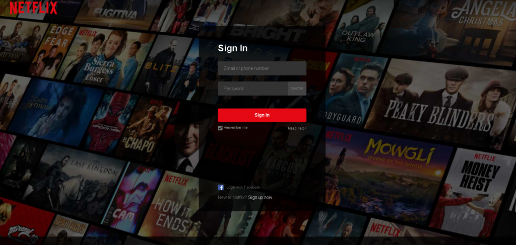 An example of a phishing page mimicking the Netflix login page