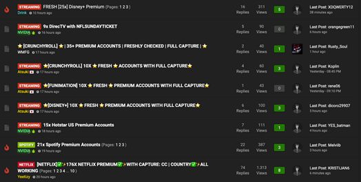 Streaming wars continue — what about cyberthreats? 10 An example of a streaming account sale for reputational purposes