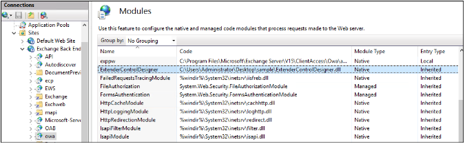 Malicious module in the IIS configuration manager