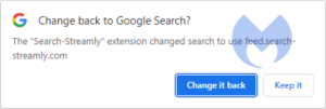 warning changed default search engine