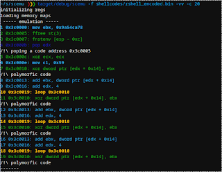 Scemu - X86 32bits Emulator, For Securely Emulating Shellcodes 11 scemu 10 msf encoded 795915
