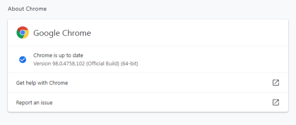 Chrome up to date