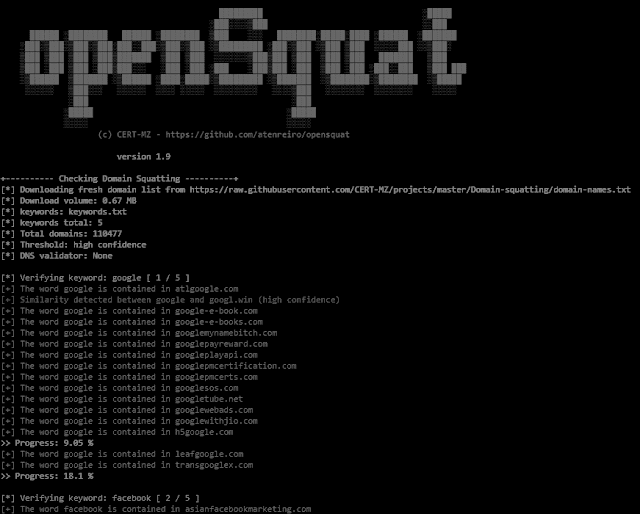 openSquat - Detection Of Phishing Domains And Domain Squatting. Supports Permutations Such As Homograph Attack, Typosquatting And Bitsquatting 2 opensquat 2 openSquat 760624