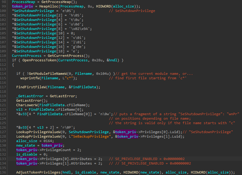 HermeticWiper: A detailed analysis of the destructive malware that targeted Ukraine 23 Hermetic Wiper adjusting required privileges