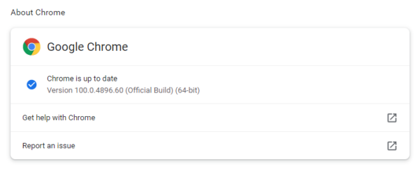 Chrome is up to date