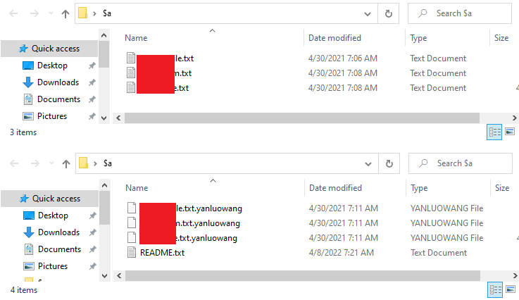 How to recover files encrypted by Yanluowang 5 When the encryption process is completed, the file extensions will be changed to .yanluowang