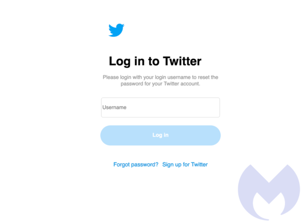 Fake Twitter login screen