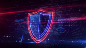 Shield cyber security symbol abstract 3d illustration