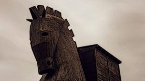 Wooden Trojan horse in Troy