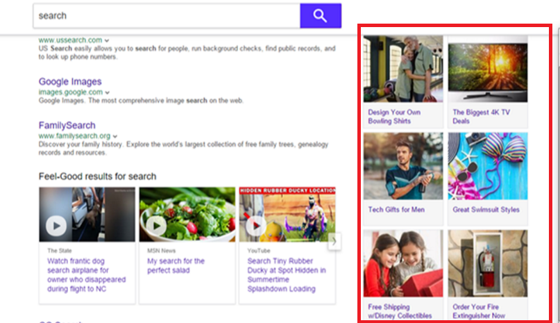 Affiliate ads even appear on the side of the search result page — all to draw the user's attention to it