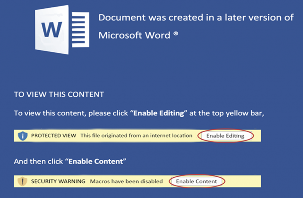 Malicious DOCX social engineering message