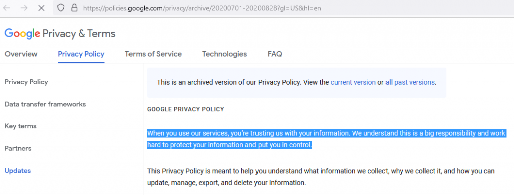 Google Privacy Policy strings in LgoogLoader's binary